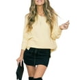 thumbnail image 2 of Doublju Women's Long Sleeve V-Neck Loose Fit Knit Sweater with Plus Size, 2 of 4