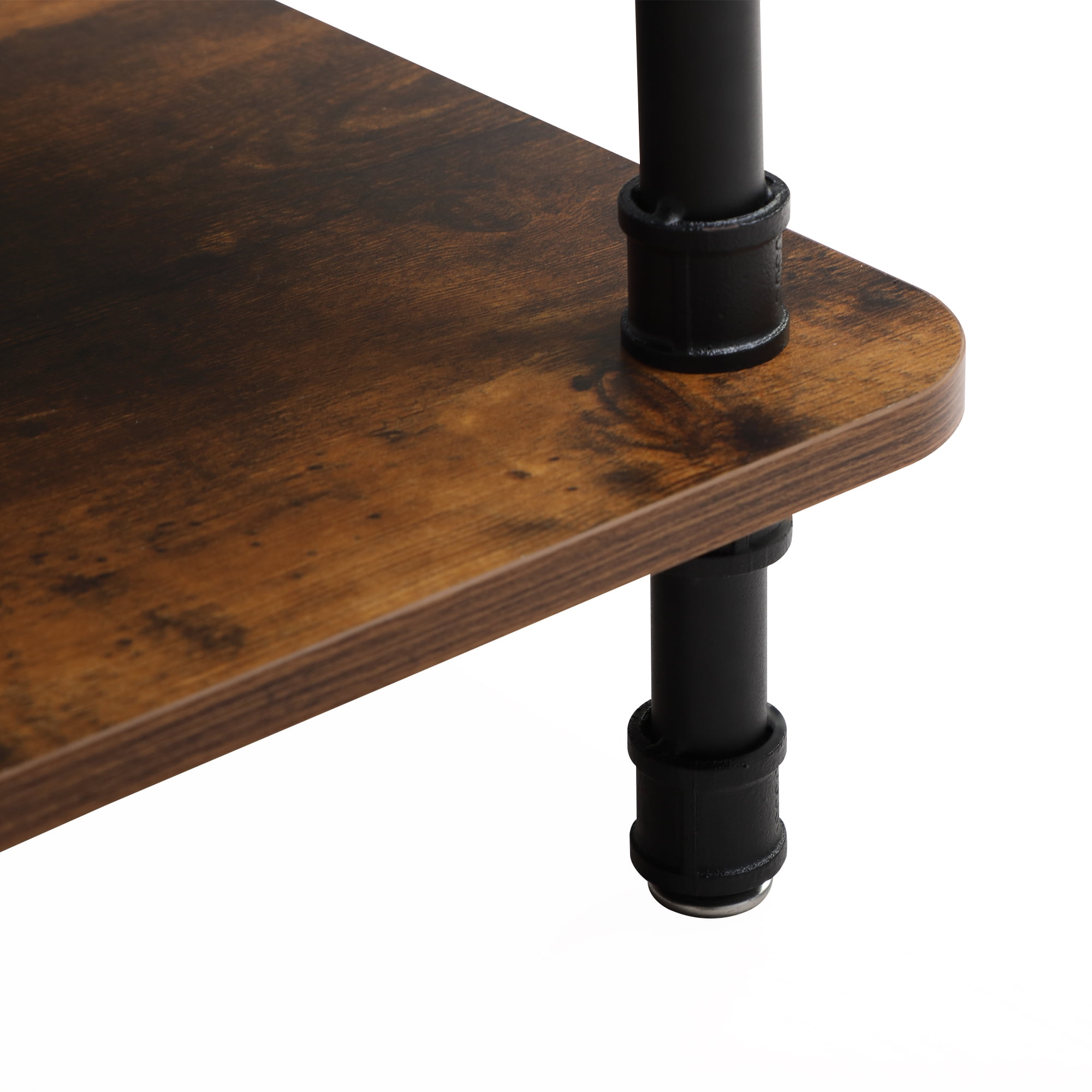 Lowestbest Modern Industrial Style Metal Frame Wooden Rectangular Wood Grain Coffee Table, Two-Story Side Table with Storage Shelf-Retro Color, Brown Lowestbest Modern Industrial Style Metal Frame Wooden Rectangular Wood Grain Coffee Table, Two-Story Side Table with Storage Shelf-Retro Color, Brown