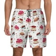 thumbnail image 2 of Picia Birthday Cake pattern Mens Swim Trunks with Compression Liner Stretch Beach Shorts Quick Dry with Zipper Pockets No-Chafing Board Shorts-Medium, 2 of 9