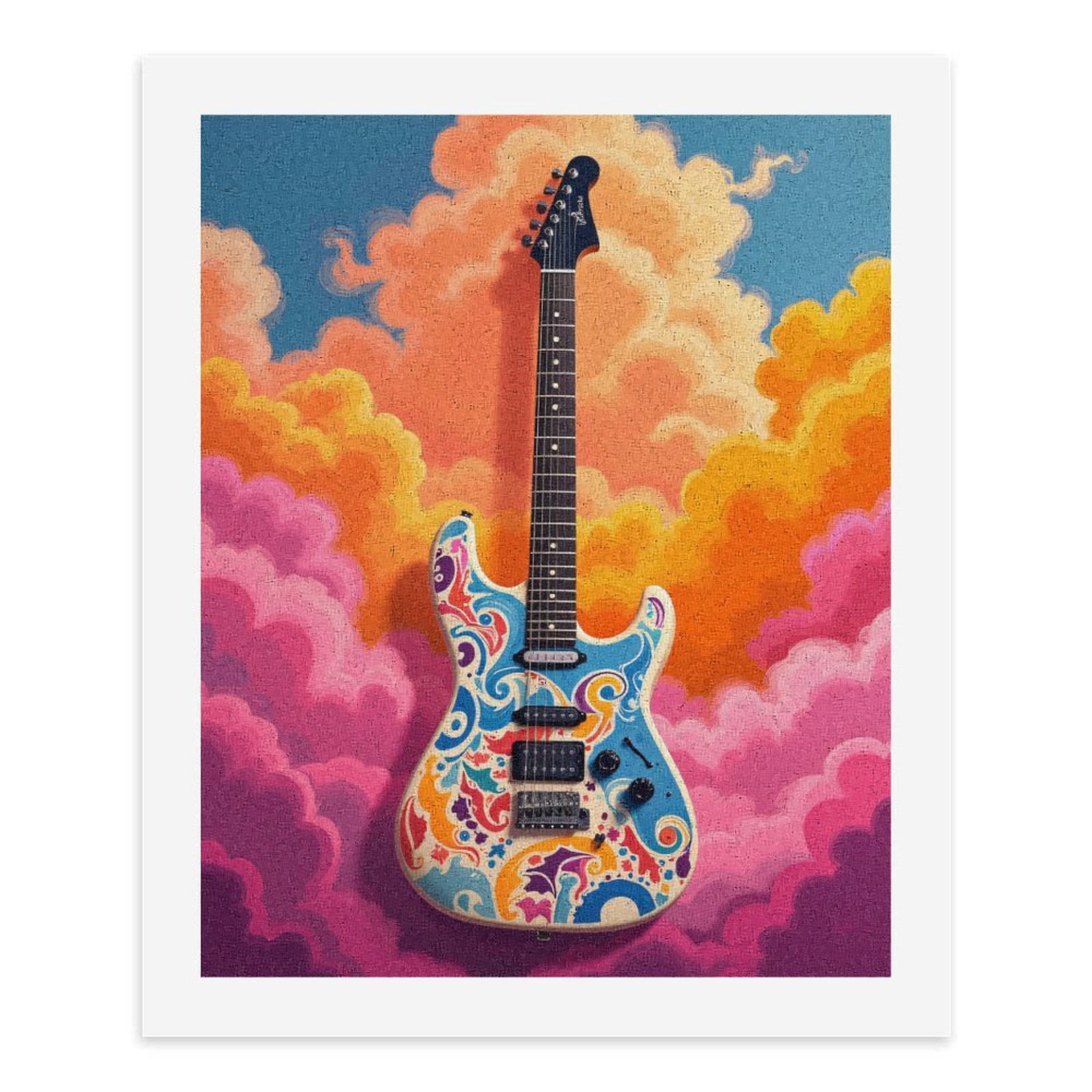 Paint by Numbers Kit for Adults, Psychedelic Guitar Cloudscape Paint by Numbers, Easy Paint by Numbers Kit for Adults Beginner, DIY Adult Paint by Number Kits on Canvas, Home Decor