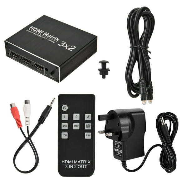 ZOUSSIQI HDMI Matrix 3 in 2 out with Audio Extractor Splitter + ARC 4K/60HZ EL225#16815