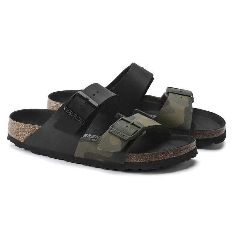 Birkenstock Arizona Camo Black Two Strap Sandals Mens Camouflage Slides Cork 10 Birkenstock New w/o Box Arizona Split Black/Desert Soil Camo  main image 4