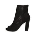 thumbnail image 4 of New Women Wild Diva Morris-23 Faux Suede Peep Toe Perforated Chunky Heel Bootie, 4 of 5