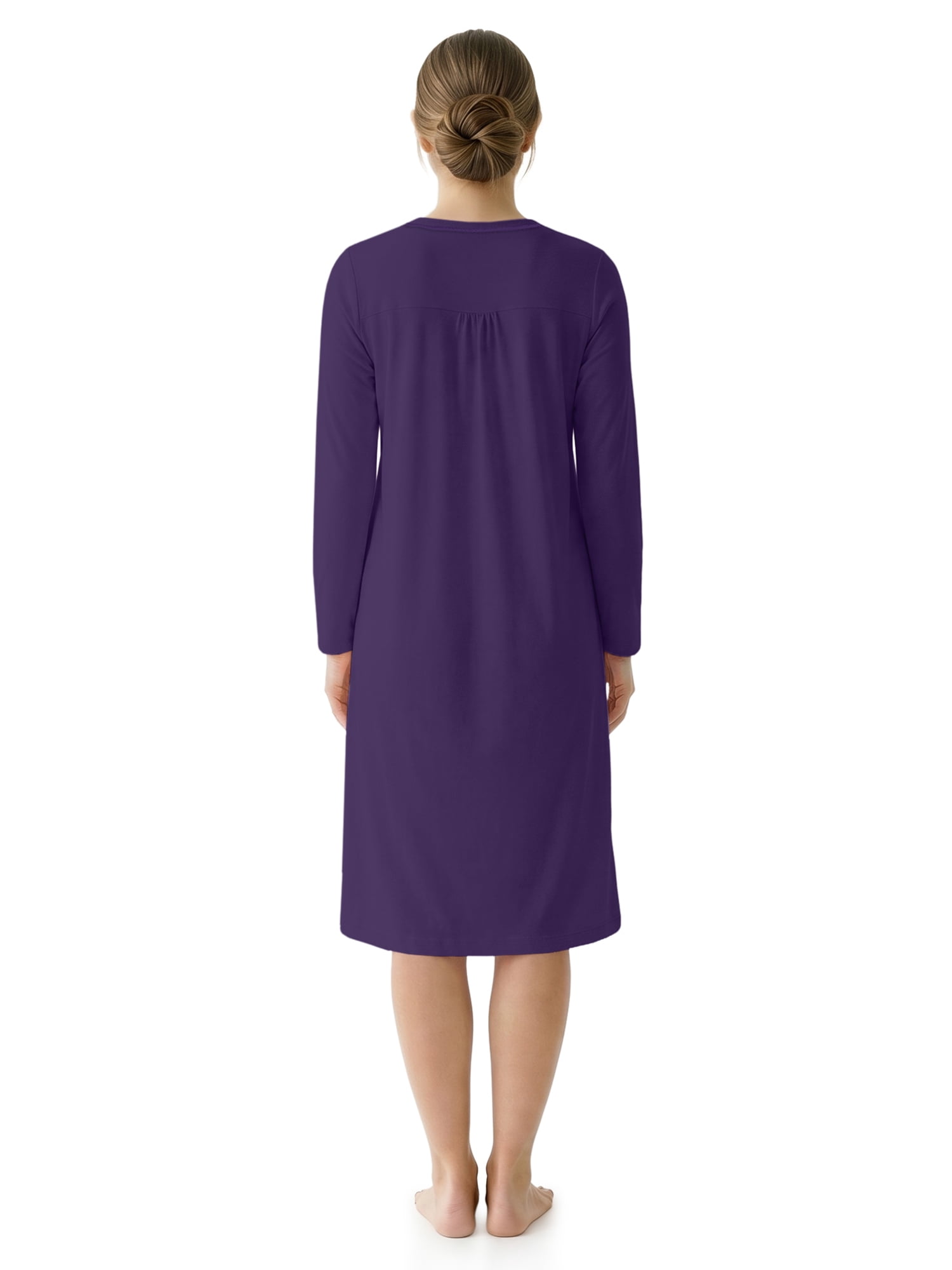 Aria Women’s Long Sleeve Stretch Velour 44" Sleepwear Nightgown, Sizes XS-5X