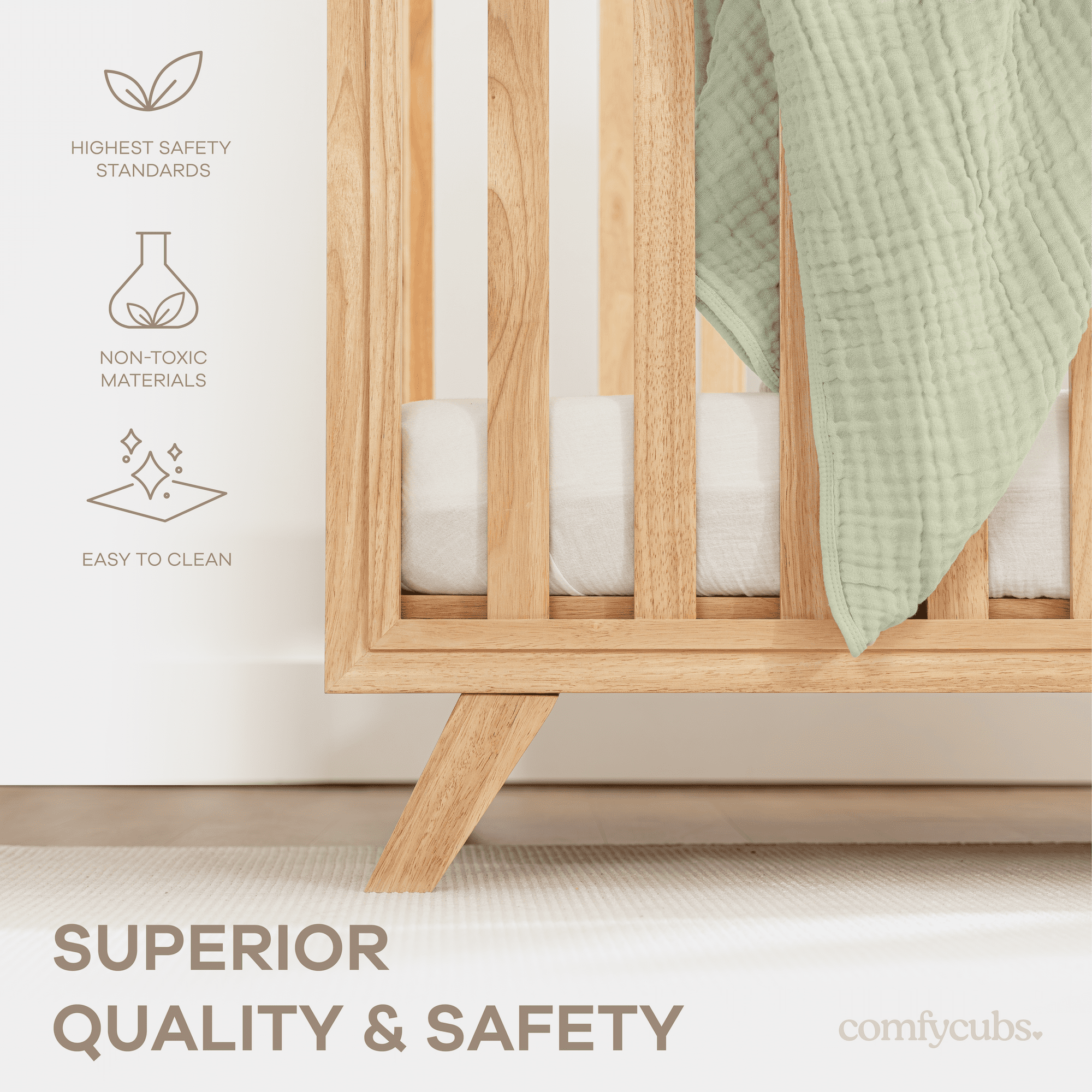Comfy Cubs Crib Conversion Kit for Toddlers – Toddler Bed Guard Rail for Ages 15 Months+, Wood