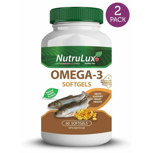 Omega-3 1000mg Fish Oil Halal Gelatin Free Softgels(Pack of 2)