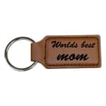 thumbnail image 2 of Keychain - Rectangle - Worlds best mom - Leather, 2 of 7