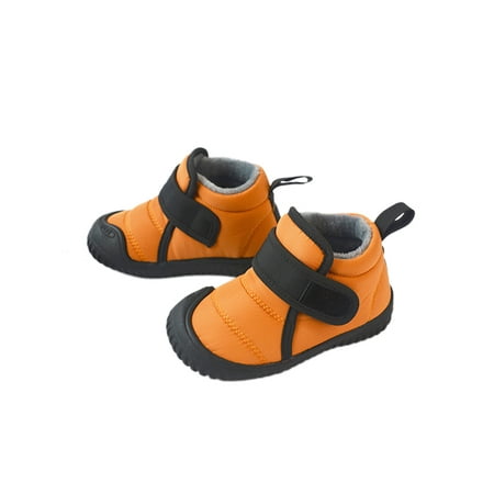 

Rockomi Unisex-Child Lightweight Short Boot Casual Flat Winter Warm Shoes Indoor Outdoor Walking Non-Slip Plush Lining Orange 8C