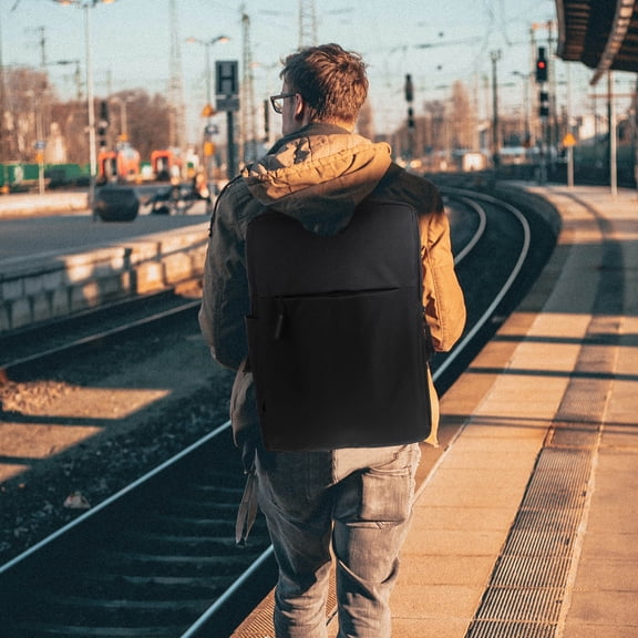 Toyandona 1Pc Waterproof Business Laptop Backpack Canvas Fabric Suitable for Office Travel