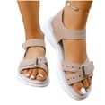 thumbnail image 5 of BRGZLK Sandals with Arch Support For Woman Casual Summer Versatile Breathable Solid Color Wide Width Open Toe Ankle Strap Comfortable Slip On Beach Walking Shoes, 5 of 7