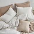 thumbnail image 2 of MooMee Striped Pillowcases 100% Washed Cotton Linen Like Textured Envelope Closure Set of 2 (White& Sage Green Wide Stripes, King), 2 of 5