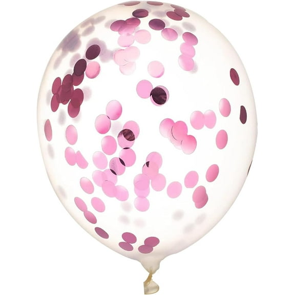 KIRIKOU Pack of 24 Pieces Confetti Balloons 12 Inch Latex Party Balloons for Party Decorations, Wedding, Engagement, Bridal, Birthday and Shower(Pink)
