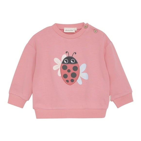 Minymo Sweat à Manches Longues - Coccinelle sur Fraise Rose (Nouveau-Né)