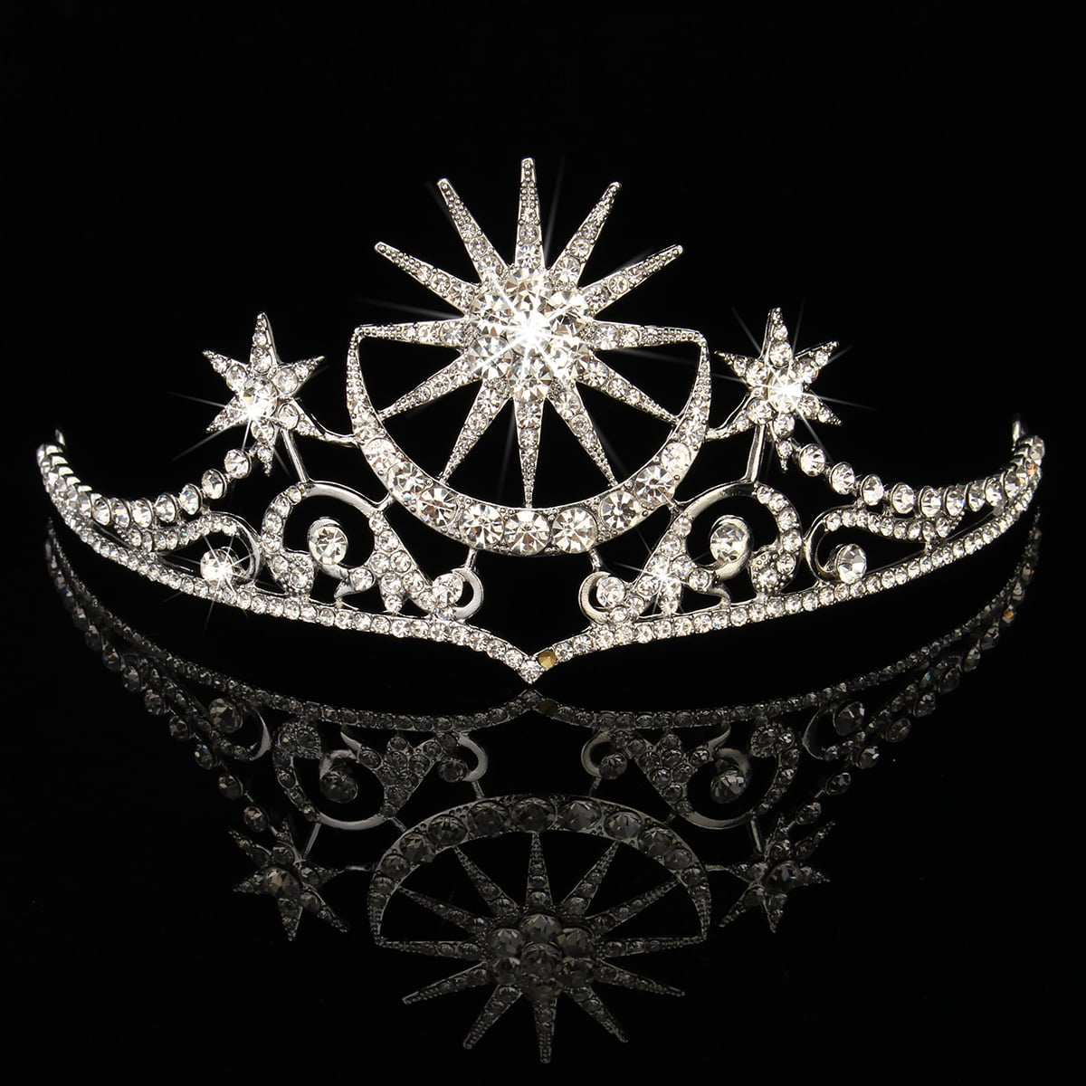 Wedding Bridal Princess Crown Crystal Rhinestone Moon Tiara Prom Headband 