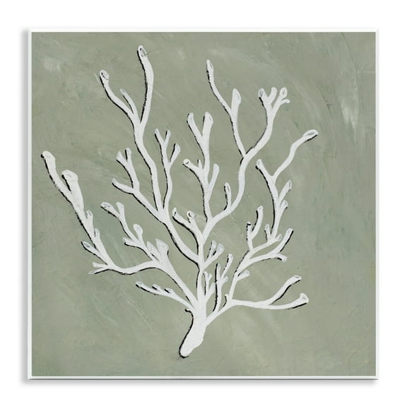 Stupell Industries White Coral Sprig Coastal Painting Unframed Art Print Wall Art, 12 x 12