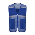thumbnail image 1 of RUNQHUI Men Women Zipper High Visibility Reflective Safety Vest Construction Work Mesh Fabric Work Clothes Dark Blue 180, 1 of 7