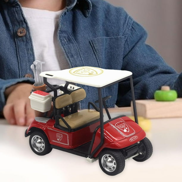 Vehículo de remolque con carrito de golf, decoración de carrito de golf de mesa, juguetes de carrito de golf en miniatura, modelo de carrito de golf Rojo