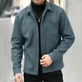 thumbnail image 2 of FRSASU Men's Woolen Button Down Shirts Long Sleeve Casual Fashionable Regular Jacket Navy, 2 of 9