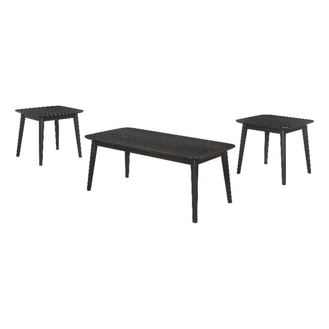 Ensemble de Salon Carey 3 Pcs - 1 Table Basse - 2 Tables d'Appoint - Bois Franc Noir