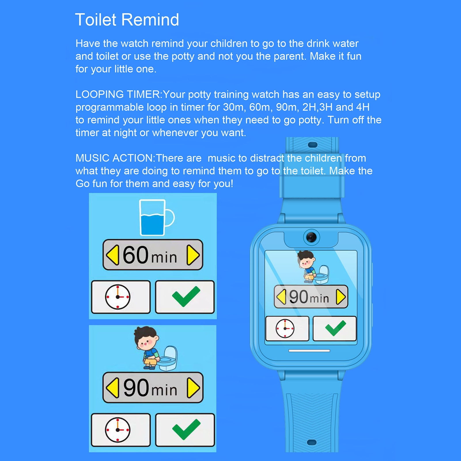 Kids Waterproof Smart Watch Smart Watch for Kids Touchscreen Kids Watches with Video Alarm Camera Toys for Girls Boys 3-12 Years Old Birthday