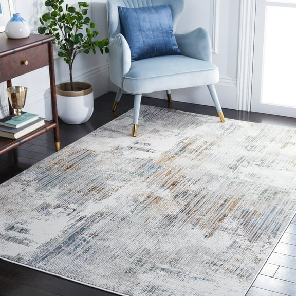 SAFAVIEH Bel Air Jennica Abstract Area Rug, Gray/Gold, 6'7" x 6'7" Square