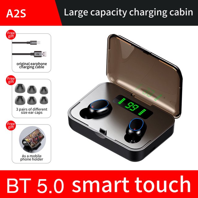 A2S TWS Auriculares BT5.0 Auriculares inalámbricos Sonido 8D Ruido de graves