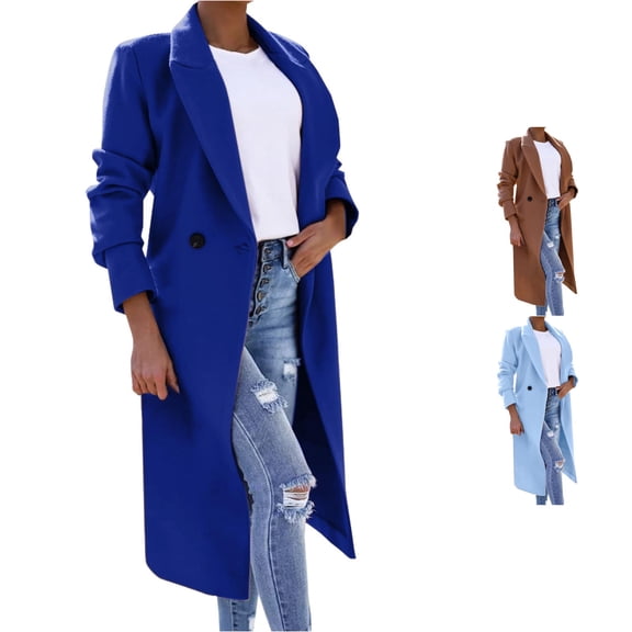 Unir Womens Winter Coats, Wool Lapel Long Jackets & Vests, WearâResistant Polyester Cotton Singleâ Outerwear With Split Hem, Slim ColdâWeather Overcoat
