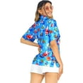 thumbnail image 7 of HAPPY BAY Women's Beach Funny Santa Claus Party Shirt Blouse Short Sleeve Tops Shirts Hawaiian Christmas Tree Blouses for Women L Xmas Tree Gifts, Blue, 7 of 7