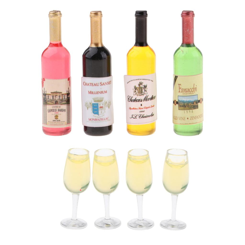Details about   4 Wine Cups & 2 Bottles for 1:12 Dollhouse Party Pub Bar Kitchen Decor 