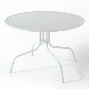 HomeStock Artisanal Abode 39" Outdoor Metal Dining Table White Satin