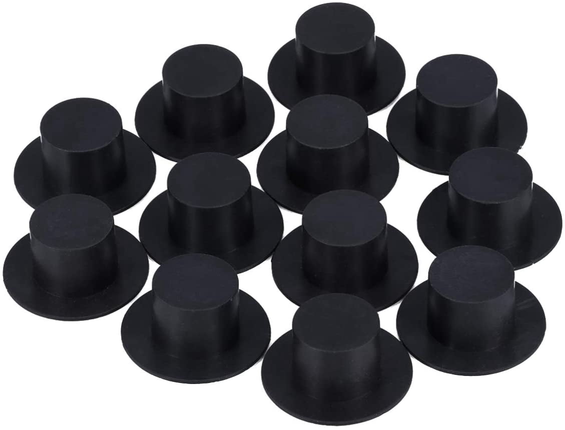 50pcs Mini Plastic Top Hats Black 