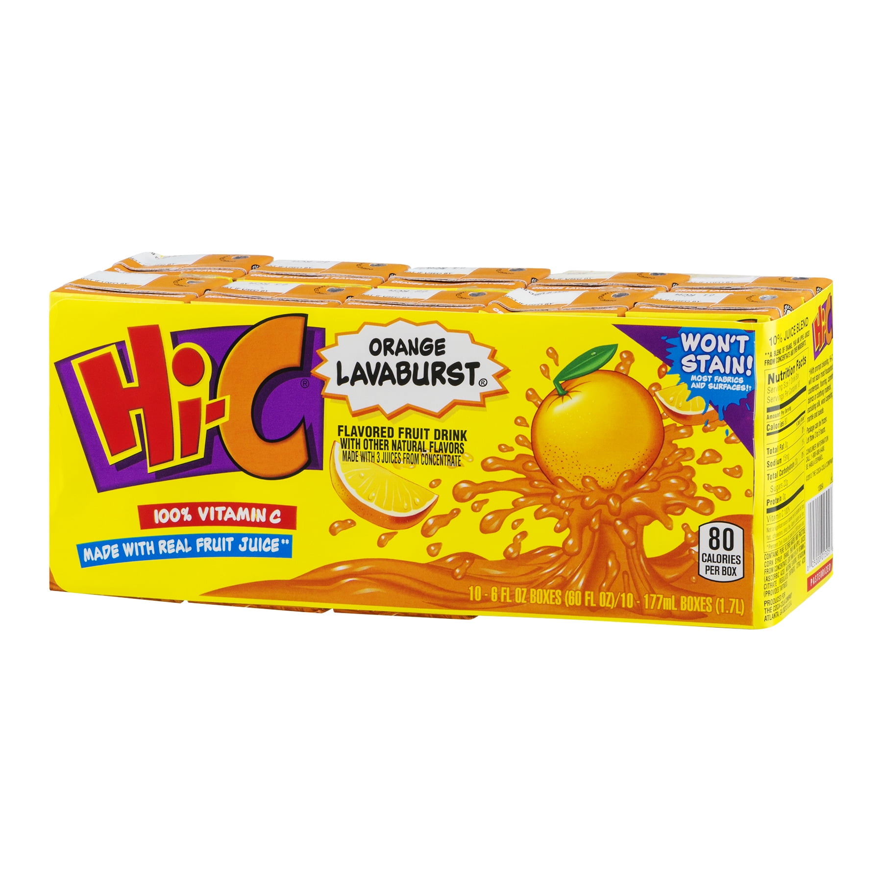 HiC Orange Lavaburst Fruit Dring Juice Boxes 6 fl, 28 packs,10 count