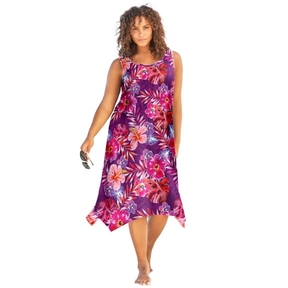Swim 365 Women's Plus Size Sharktail Beach Cover Up
