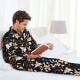 thumbnail image 6 of Yiaed Lilies Flowers Print Men’s Pajamas Set - Long Sleeve Button Down Sleep Shirt and Pajama Bottoms Sleepwear Set Mens Pjs Sets Men's Pajama Bottoms-X-Large, 6 of 7