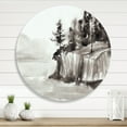 thumbnail image 2 of Designart 'Black & White Cliffs By The Lake' Nautical & Coastal Circle Metal Wall Art 23x23 - Disc of 23, 2 of 5