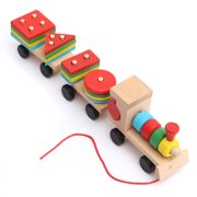 Wooden Toy Stacking Learning Train Wooden Blocks for Boys and Girls, Toddlers