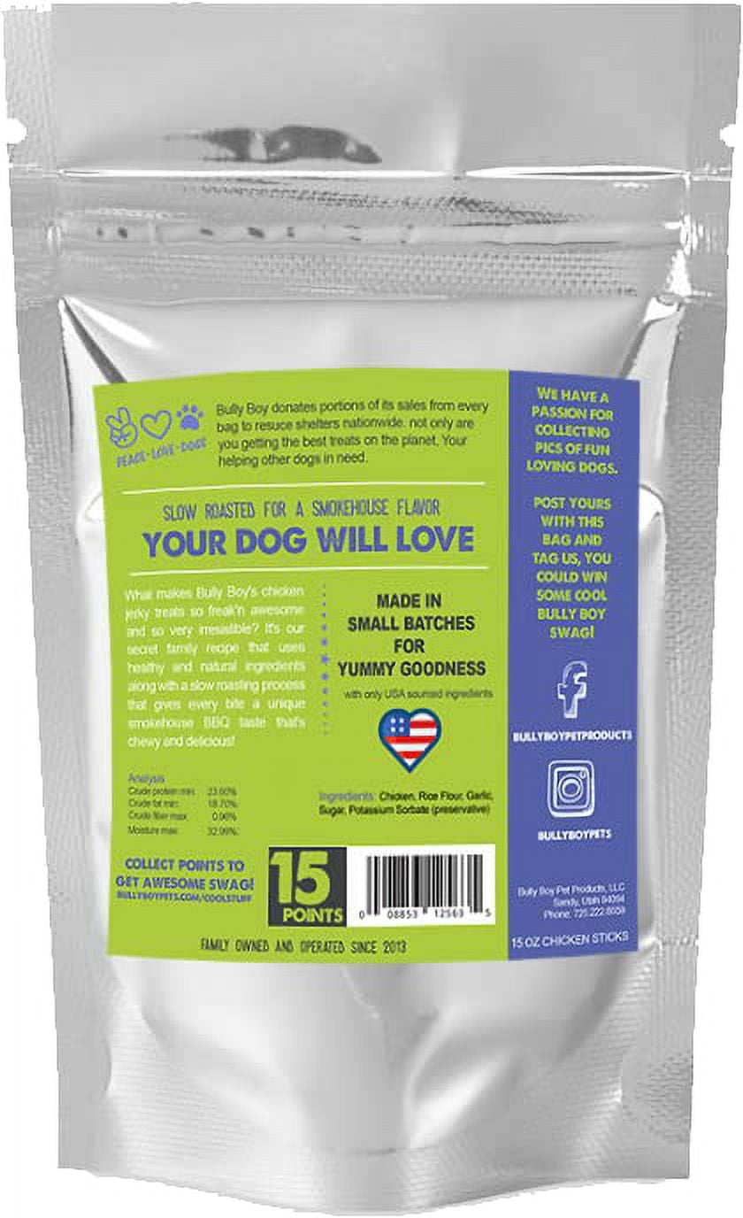 Bully Boy Pets USA Made Smoked Gourmet Dog Jerky Treat 12oz Chicken Sticks