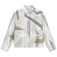 thumbnail image 4 of Jackets for Women Winter Coat Jackets Flannel Stand Collar Jacket(Abstract Leaf Geometric Pattern,Size:S-4XL), 4 of 7