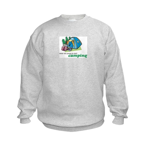 CafePress - Never Too Young To Start Camping Kids Sweatshirt - Kids Sweatshirt, Youth Crew Neck Sweatshirt