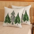 thumbnail image 5 of Christmas Pillow Covers 18x18 Set of 2 Christmas Decor Linen Pillowcase Buffalo Plaid Christmas Trees Green Throw Pillows Winter Farmhouse Holiday Decor Outdoor Cushion Covers for Couch Home, 5 of 6