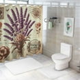 thumbnail image 7 of GOSMITH Vintage Flower Lavender French Country Stamp with Violet Bouquet Shower Curtain Multiple Sizes White, 7 of 7