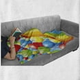 thumbnail image 6 of Birthday Soft Flannel Fleece Throw Blanket, Many Vibrant Balloons Wavy Rainbow Ribbons Celebration Mood Special Event, Cozy Plush for Indoor and Outdoor Use, 50" x 60", Multicolor, by Ambesonne, 6 of 6