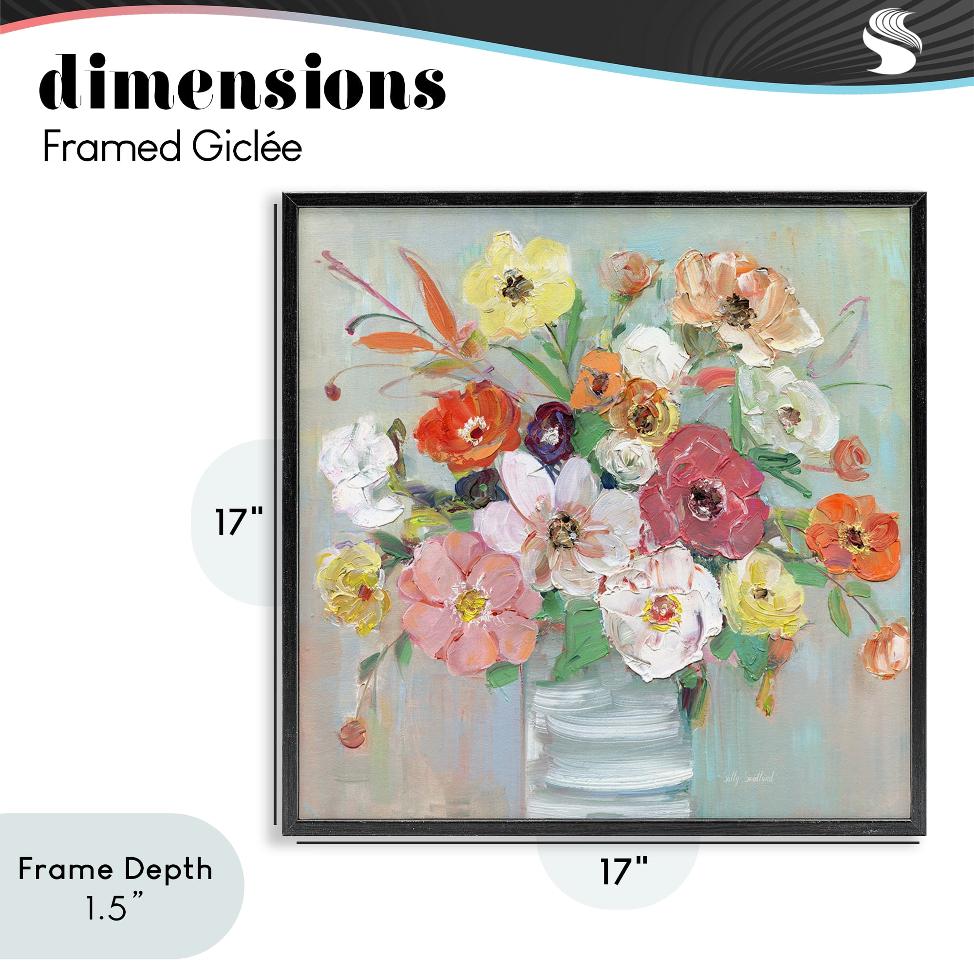 Stupell Industries Energetic Blossom Bouquet Black Framed Giclee Art, design by Sally Swatland