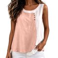 thumbnail image 2 of NTACZA Women Tank Tops Casual Cotton Round Neck Color Blocks Sleeveless Button Cute Summer Tops for Women, 2 of 5