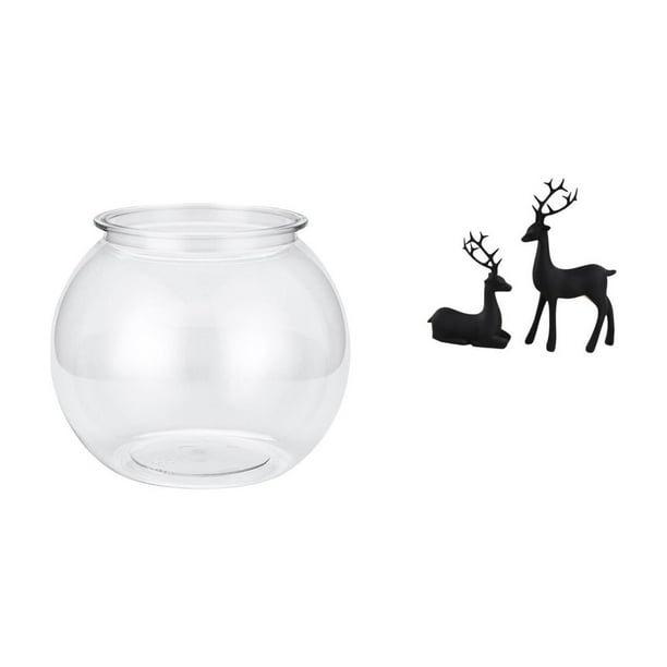 Adorno Transparente Para Pecera Pequeña, Cuenco Para Bricolaje, Jarrón, Mesa, Dormitorio, Escritorio, Sala De Estar, Decoración Del Hogar, Estatua De Ciervo Negro, Figura De Reno De Resina,