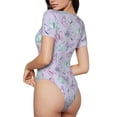 thumbnail image 3 of Gaeub Purple Butterfly Women'S Short Sleeve One Piece Swimsuit Sexy High-Waisted Bodysuit For Swimming, Beach, Sports - Small, 3 of 9
