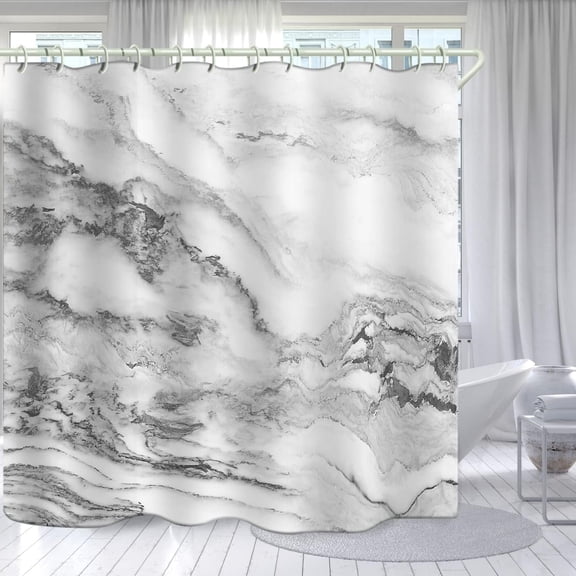 Use Marble 3D Bathroom Shower Curtain, Bathtub Luxury Standard Shower Curtain, Waterproof Washable Fabric Shower Curtain, 12 White Hooks, 72x72 Inches.