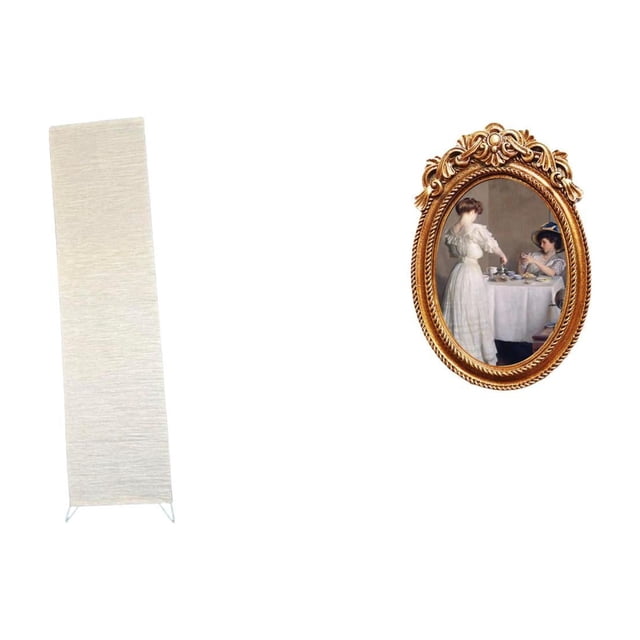 Lámpara de pie de papel para sala de estar y marco de fotos de resina ornamentado, soporte decorativo de mesa para dormitorio u oficina.