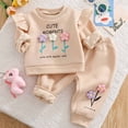 thumbnail image 2 of Xyant Toddler Baby Girl Clothes Cute 3D Floral Infant Ruffle Long Sleeve Sweathsirt Pullover Pants Set Fall Winter Outfits,Size 12-18 Months, 2 of 9