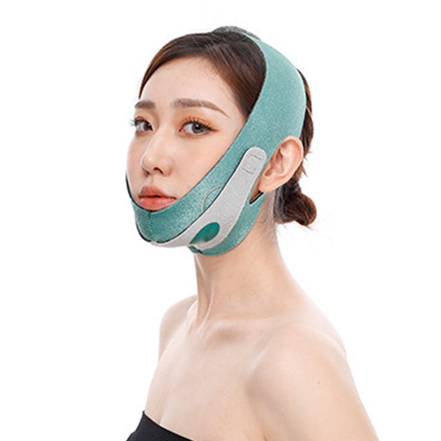 Correa adelgazante facial en forma de V, transpirable, ajustable, portátil, reduce el edema y la grasa, cinta de elevación en forma de V, color verde, sin grafeno.